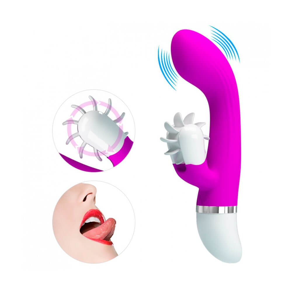 Vibrador de Ponto G com 12 Modos de Vibração e Estimulador de Clitóris com Movimento de Língua - Pretty Love Sheila - 11,5 x 3,7 cm - 2