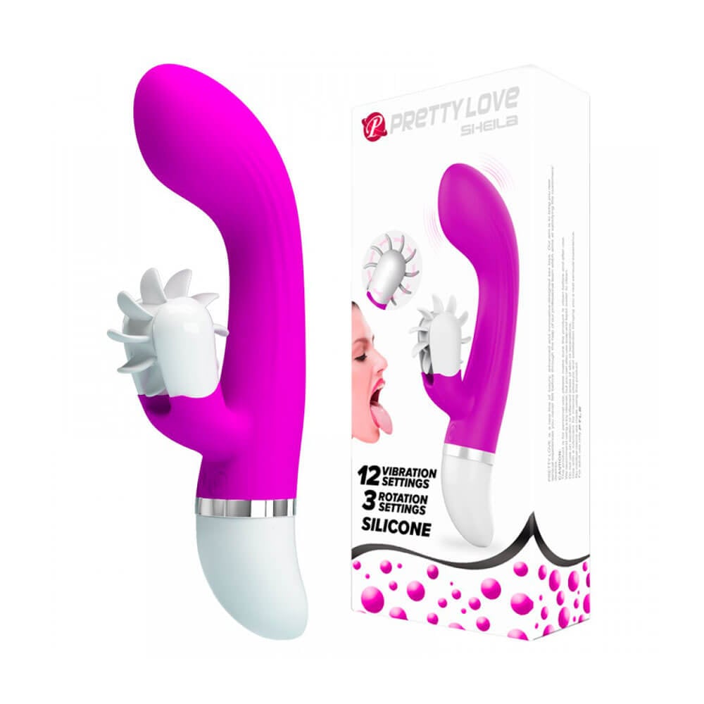 Vibrador de Ponto G com 12 Modos de Vibração e Estimulador de Clitóris com Movimento de Língua - Pretty Love Sheila - 11,5 x 3,7 cm - 1