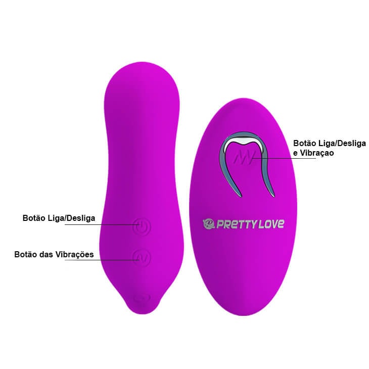 Vibrador para Casal com Estimulador de Ponto G, 12 Modos de Vibração e Controle sem Fio - Pretty Love Tyler - 7,5 x 2,5 cm - 7