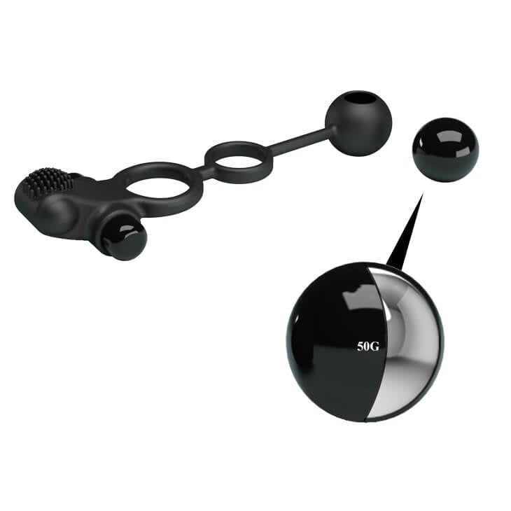 Anel Peniano e Escrotal com Estimulador Clitoriano, Peso e 10 Modos de Vibração - Pretty Love Vibration Penis Sleeve IV - 5