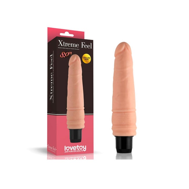 Prótese Realística com Formato de Pênis em Cyberskin e Vibração Multivelocidade - Love Toy Xtreme Feel 8.0 | 16,5 x 5,2 cm - 1