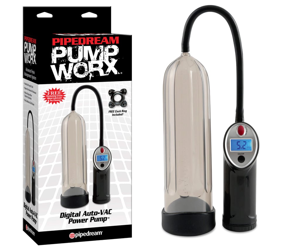 Pump Worx Digital Auto-VAC Power Pump - Bomba Peniana Elétrica com Manômetro Digital (GRÁTIS ANEL MEGA STRETCH) - 21 x 7,5 cm - 1