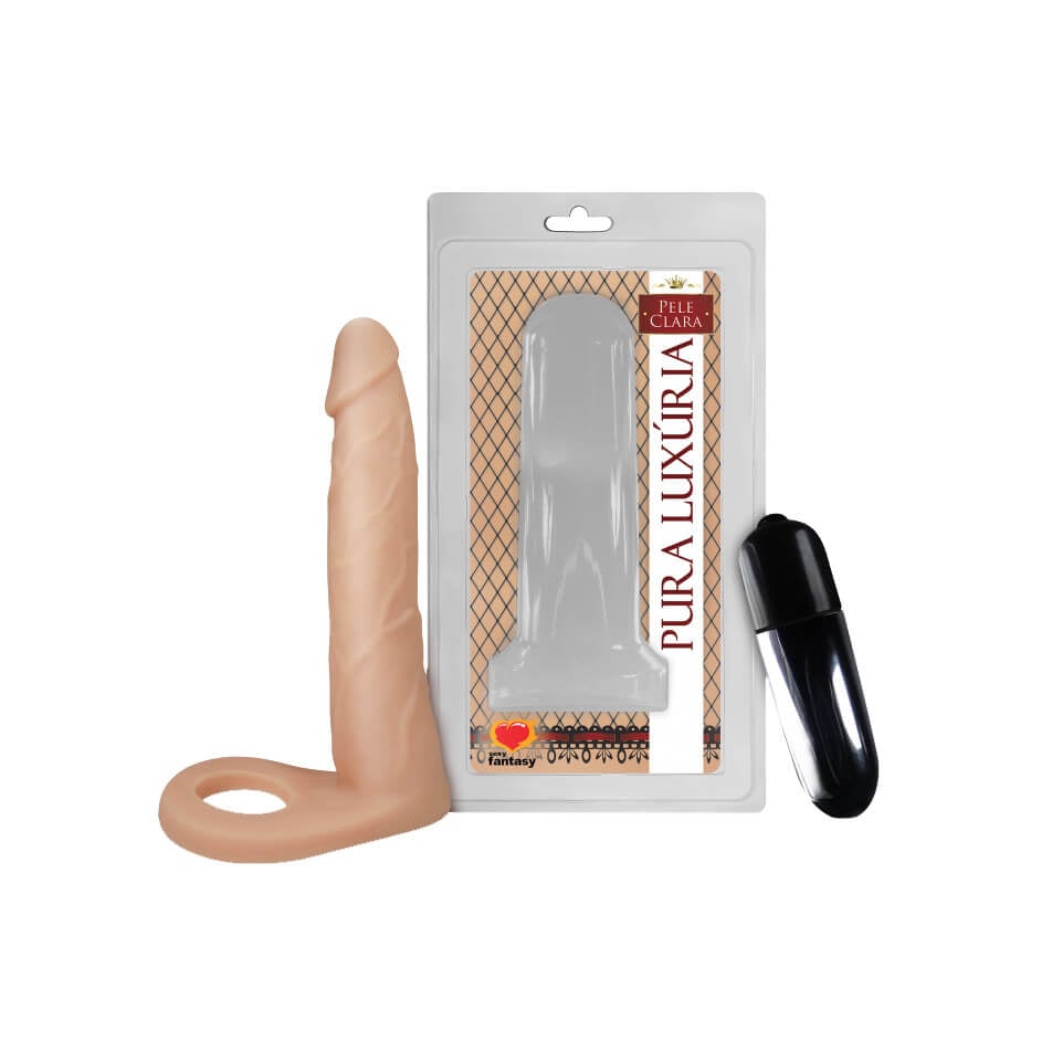 Pura Luxúria - Anel Companheiro em Forma de Pênis com Glande, Veias e Cápsula Vibratória - 14 x 3 cm - 1