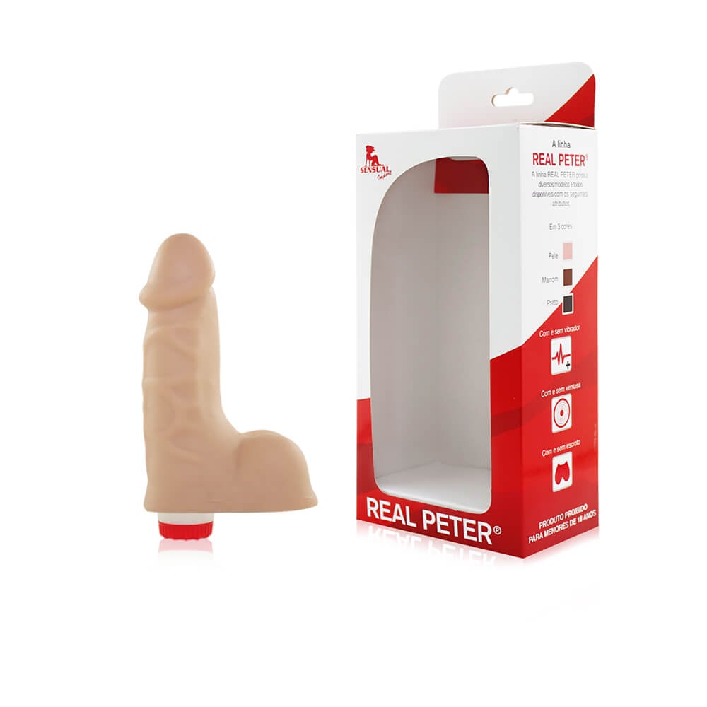 Real Peter Mini Thor - Prótese Realística em Forma de Pênis Ereto com Veias Salientes, Escroto e Vibro Multivelocidade - 10,3 x 4 cm - 4