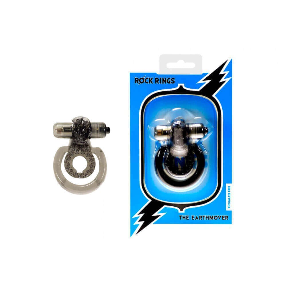 Rock Rings The Earthmover - Anel Peniano Duplo com Estimulador de Clítoris e Vibração Única - 8 x 6 cm - 1