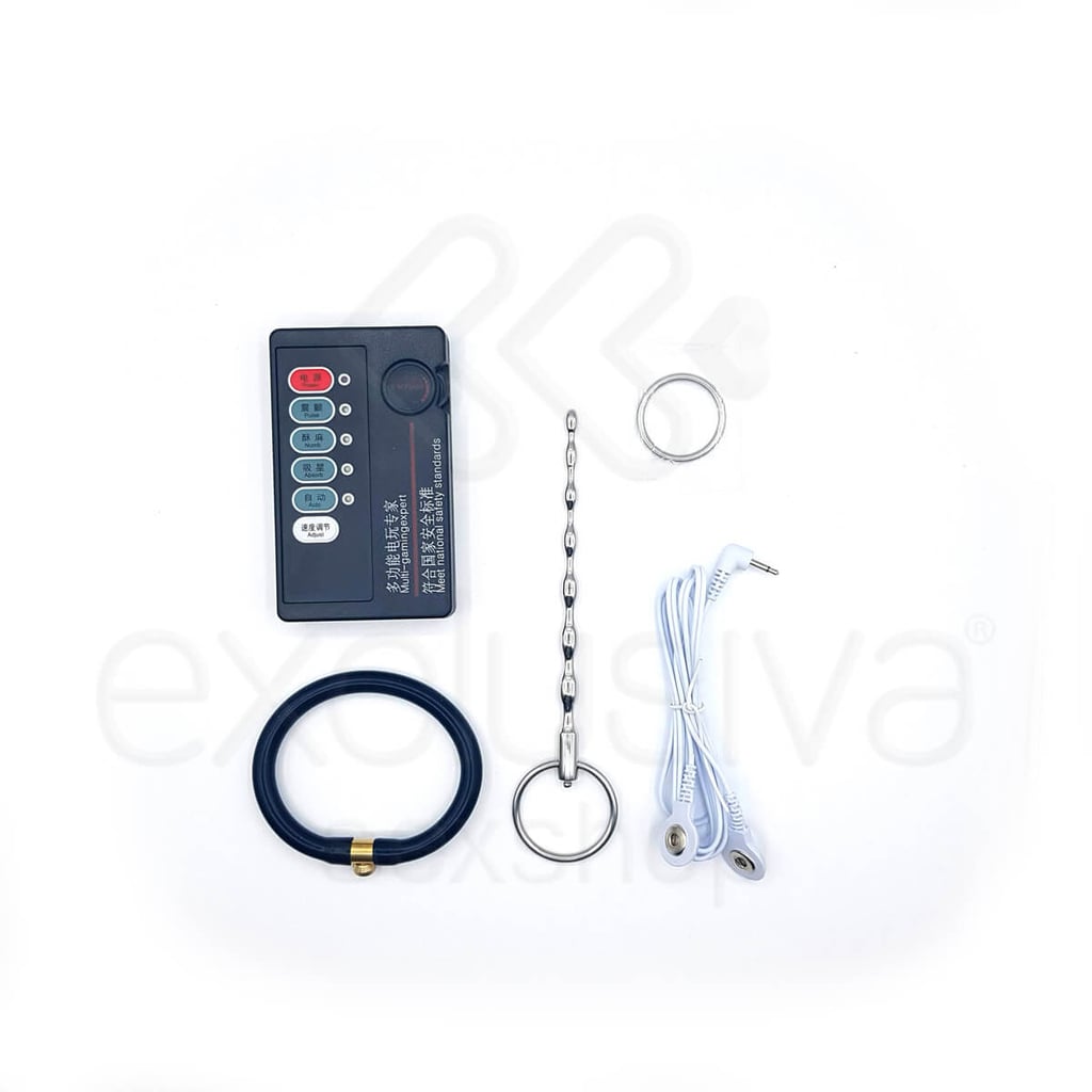 Sexy import - Kit de Eletro-Choque com Anel Peniano, Penetrador de Uretra Feito em Aço e Controle Remoto - 1