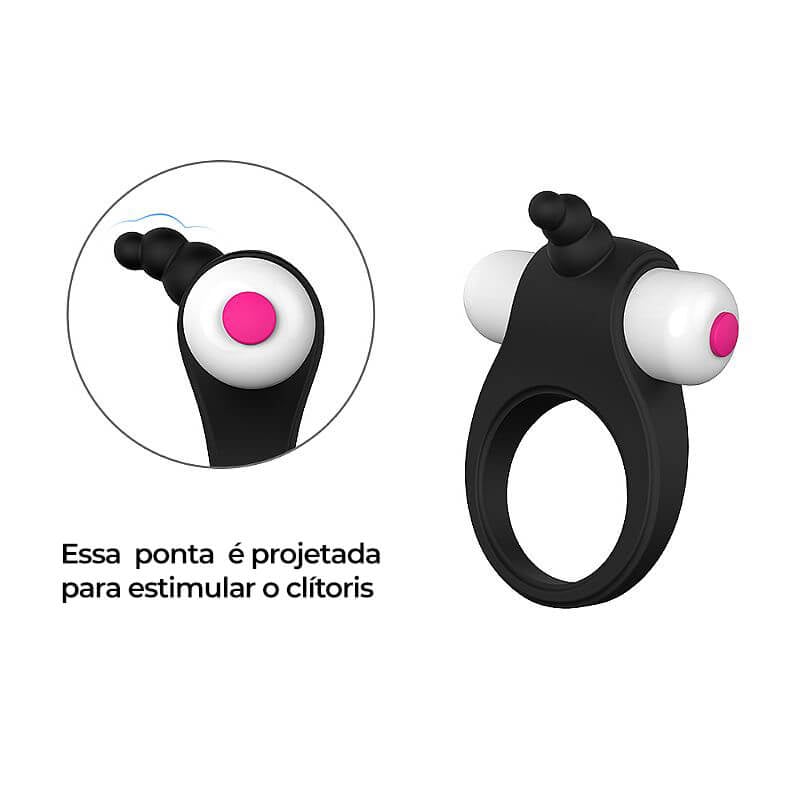 S-Hande Duet - Anel Peniano com Estimulador de Clitóris e Vibração Única e Potente | Cor: Preto - 2