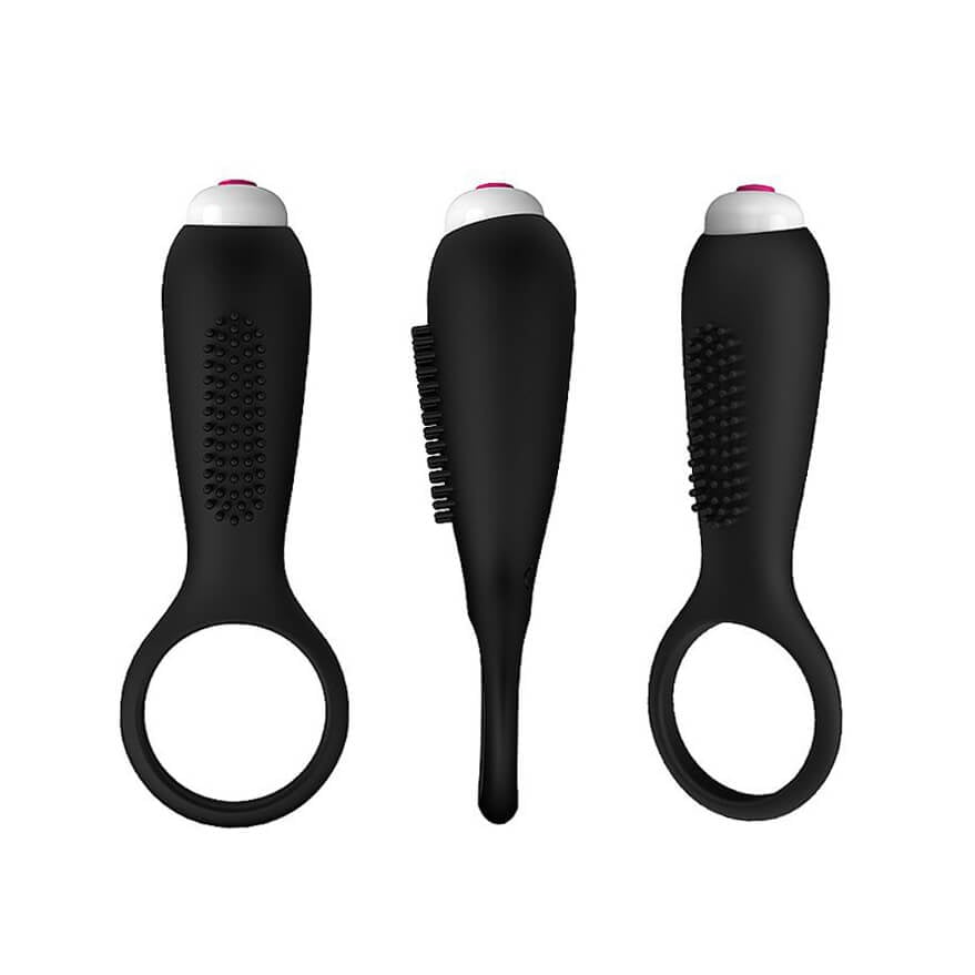 Anel Peniano com Vibro e Estimulador de Clítoris Texturizado - S-Hande Duets Vibrating Cock Ring | Cor: Preto - 2