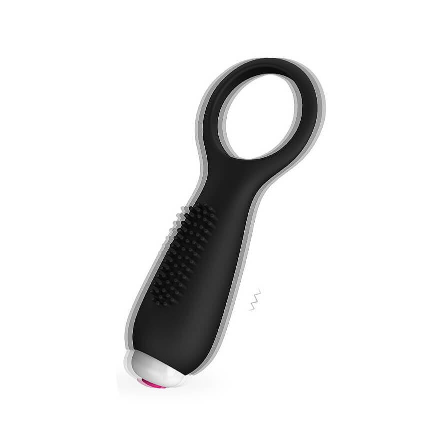 Anel Peniano com Vibro e Estimulador de Clítoris Texturizado - S-Hande Duets Vibrating Cock Ring | Cor: Preto - 4
