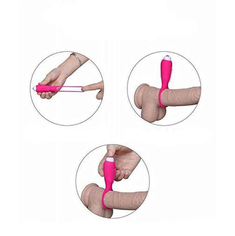 S-Hande Duets Vibrating Cock Ring - Anel Peniano com Vibro e Estimulador de Clítoris Texturizado | Cor: Rosa - 5