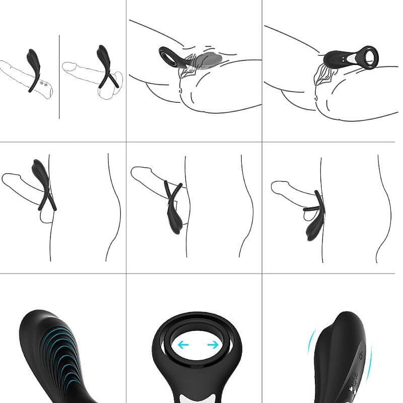 Anel Peniano e Escrotal em Silicone, Recarregável e 9 Modos de Vibração - S-Hande Rings | 12,5 x 3,7 cm - 3