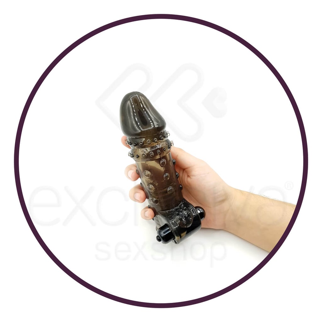 Topo Toys - Capa Peniana com Estimulador de Clítoris, Textura de Nódulos e Vibração Única - 15,5 x 4,3 cm - 4