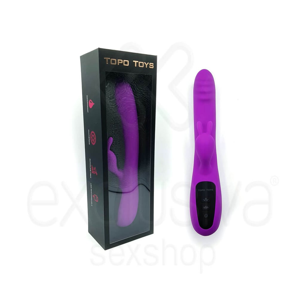Vibrador Rabbit Recarregável em Silicone com 7 Modos de Vibração e 4 Velocidades - Topo Toys | 14 x 3,5 cm - 2