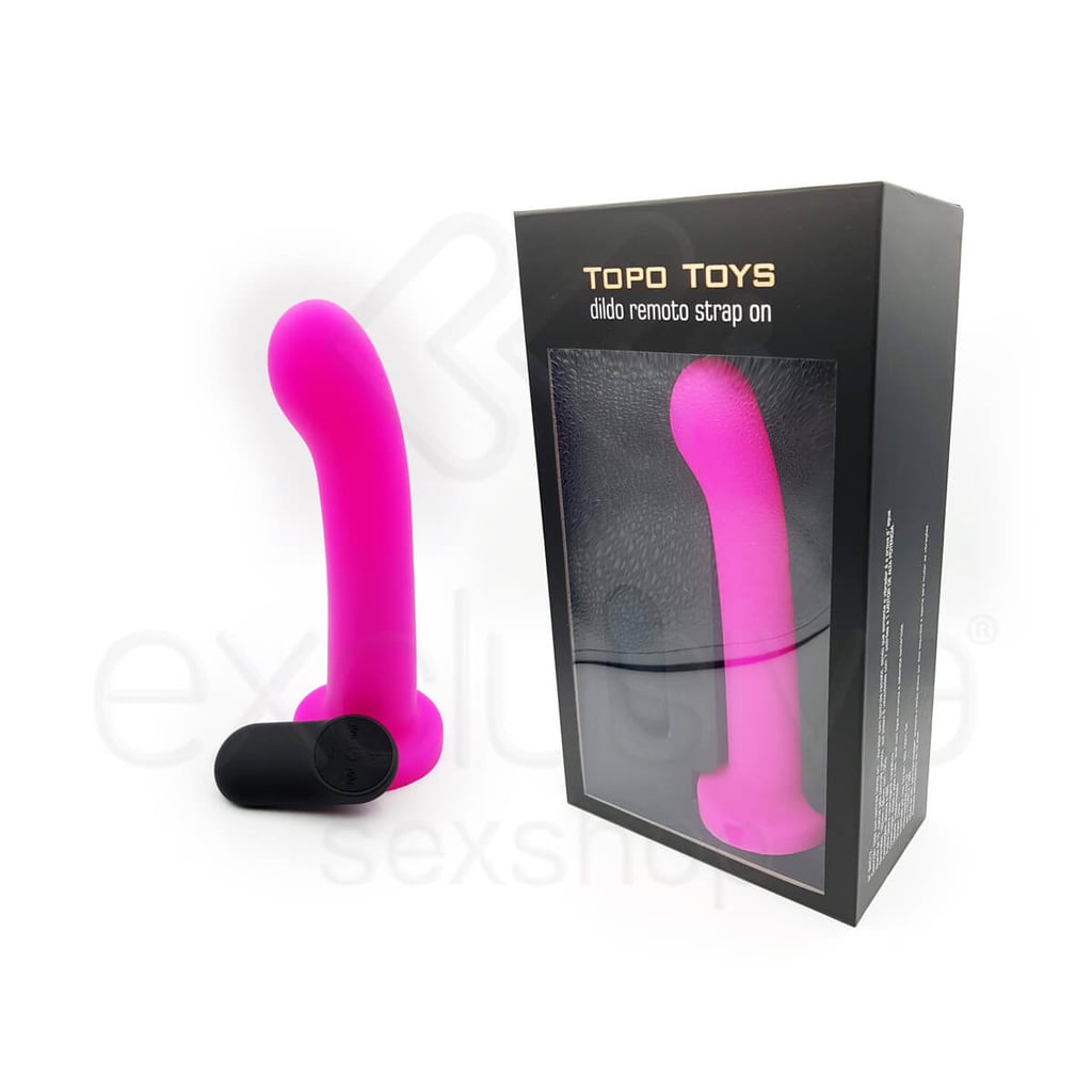 Topo Toys - Vibrador Recarregável em Silicone Estimulador de Ponto G com Ventosa, 7 Modos de Vibrações, 4 Velocidades e Controle Remoto Sem Fio - 19,5 x 3,5 cm - 1