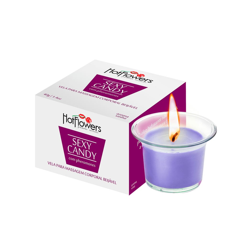 Vela para Massagem Corporal Beijável com Feromônios - Hot Flowers Sexy Candy - 40g | Disponível em 3 Aromas - 1