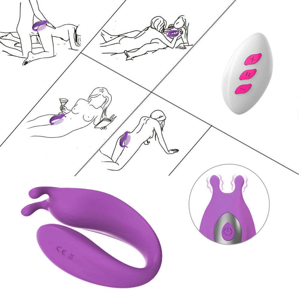 Vibrador para Casal em Silicone Atóxico com 12 Modos de Vibração e Controle Remoto sem Fio - 11 x 3,6 cm | Disponível em 2 Cores - 9