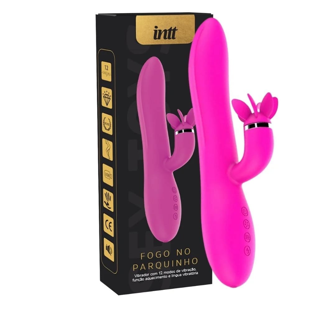 Vibrador Estimulador de Clitóris e Ponto G Recarregável com 12 Modos de Vibrações, Língua Giratória e Aquecimento - Intt Fogo no Parquinho | Disponivel em 3 Cores - 1