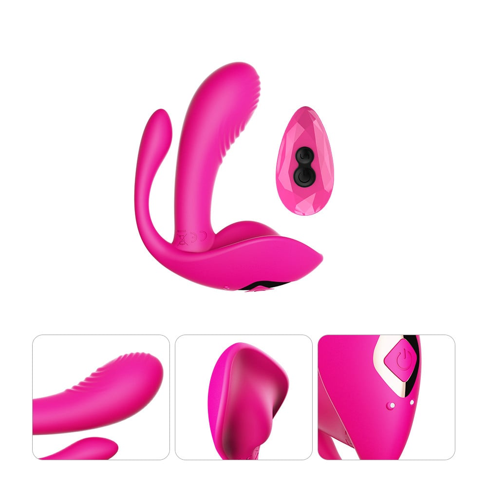 Vibrador Estimulador de Clitóris e Ponto G com Texturas Massageadoras, 7 Modos de Vibração e Controle Remoto Sem Fio - Dibe Orgasm Clitorial Super Vibrators - 9,5 x 2,8 cm - 5
