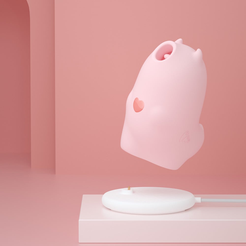 Vibrador Recarregável em Silicone com Estimulador de Clitóris, 3 Modos de Vibração e 5 Modos de Pulsação - Monster Pub Magic Kiss Mister Devil - 8,1 x 6,2 cm - 10