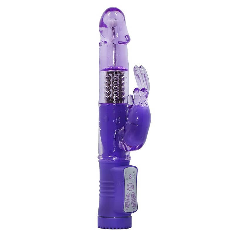 Vibrador Rotativo com 8 Modos de Vibração e Estimulador Clitoriano - 22,5 x 3,2 cm | Cor: Roxo - 2