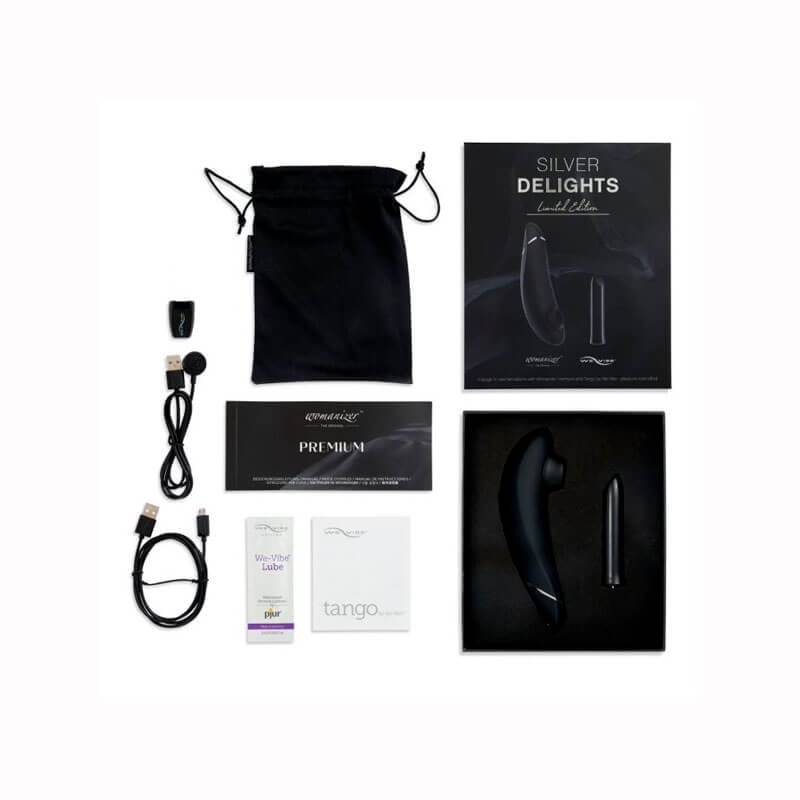Kit com Mini Vibrador e Estimulador de Clitóris com Tecnologia de Sucção Recarregável - We-Vibe Silver Delights Limited Edition - 5