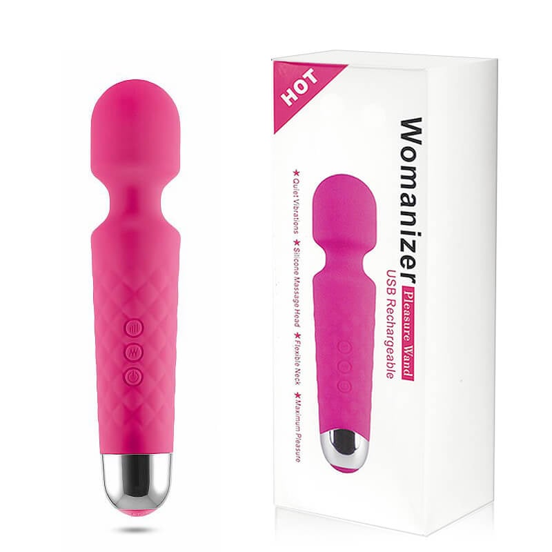 Womanizer Pleasure Wand - Massageador Recarregável com 20 Modos de Vibração e Corpo Texturizado - 19 x 4 cm  | Cor: Rosa - 1