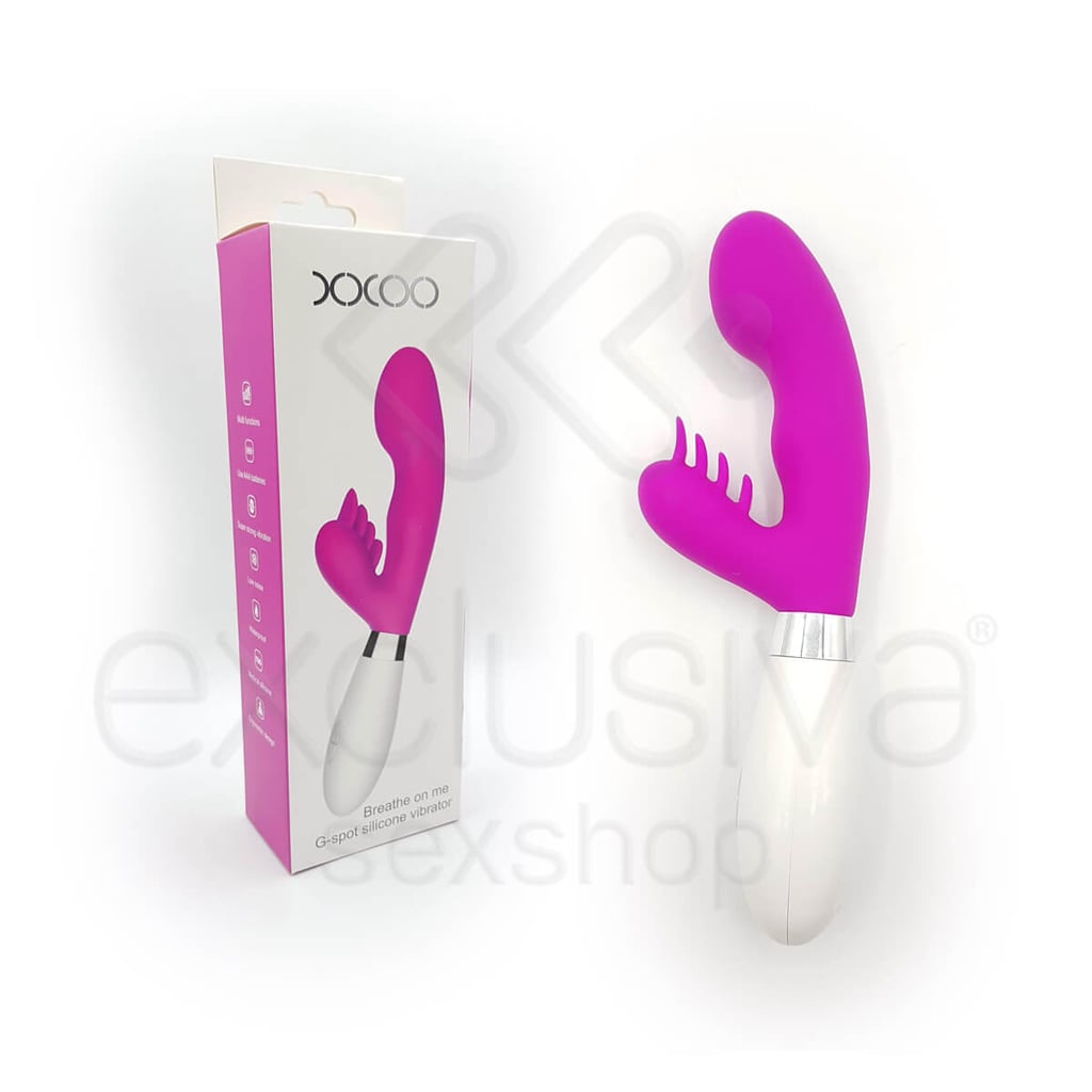 Vibrador Estimulador de Ponto G e Clitóris com Cerdas Massageadoras e 10 Modos de Vibração -XXOO - 9,2 x 3,3 cm | Cor: Roxo - 1