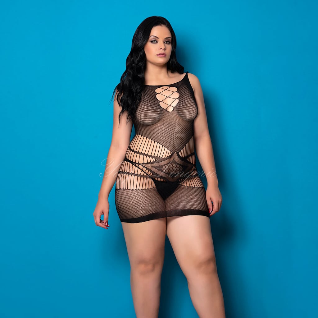 Yaffa Lingerie - Vestido Arrastão com Abertura Frontal, Lateral e Traseira - Veste do P 36 até o Plus Size 46 - 1