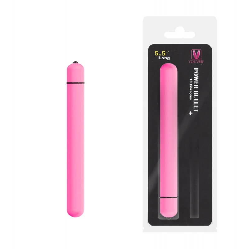 You Vibe Power Bullet Clássico - Cápsula Vibratória com 10 Modos de Vibração - 13,5 x 1,5 cm | Cor: Rosa - 1