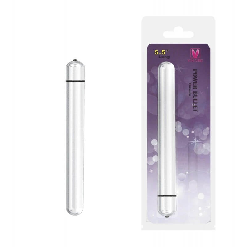 You Vibe Power Bullet Clássico - Cápsula Vibratória com Vibração Única e Potente - 13,5 x 1,5 cm | Cor: Prata - 1