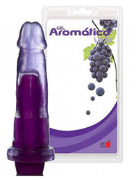 Adão & Eva - Prótese em Formato de Pênis em Gel com Vibro e Aroma de Uva - 16 x 4 cm