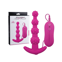 Foto 1 do produto Anal Beads - Plug Anal Soft Touch com 4 Esferas Gradativas, 10 Modos de Vibração e Controle Remoto - 12,3 x 2,6 cm | Cor: Rosa