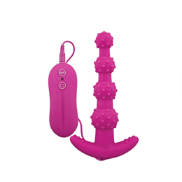 Foto 2 do produto Anal Beads - Plug Anal Soft Touch com 4 Esferas Gradativas, 10 Modos de Vibração e Controle Remoto - 12,3 x 2,6 cm | Cor: Rosa