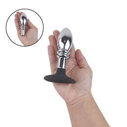 Plug Anal Cônico em Aço Inoxidável com Ventosa Removível em Silicone | 9,7 x 3,4 cm
