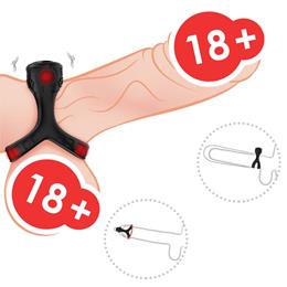 Foto 5 do produto Anel Peniano Duplo em Silicone com 9 Modos de Vibração, Recarregável - Vibrator | 7,2 x 4,3 cm