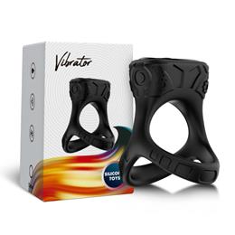 Foto 1 do produto Anel Peniano Duplo em Silicone com 9 Modos de Vibração, Recarregável - Vibrator | 7,2 x 4,3 cm