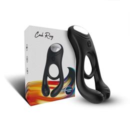 Anel Peniano com Estimulador de Clitóris, Próstata e Escroto em Silicone Flexível, 9 Modos de Vibração e Recarregável - Cock Ring | 3,1 cm