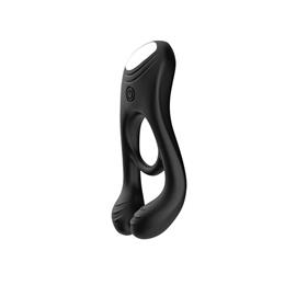 Foto 2 do produto Anel Peniano com Estimulador de Clitóris, Próstata e Escroto em Silicone Flexível, 9 Modos de Vibração e Recarregável - Cock Ring | 3,1 cm