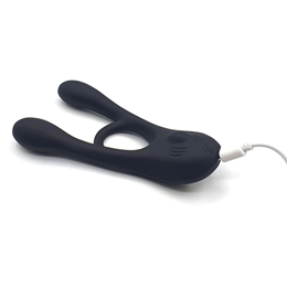 Foto 4 do produto Anel Peniano com Estimulador de Clitóris, Próstata e Escroto em Silicone Flexível, 9 Modos de Vibração e Recarregável - Cock Ring | 3,1 cm