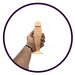 Arouser Hygienic Silicone Riding Dong - Prótese Peniana em Silicone com Base Feita em Ventosa - 18 x 4,9 cm