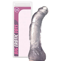 Big Erotic Toys - Prótese Realística Monster com Escroto, Glande Definida e Veias Salientes - 28,5 x 5,3 cm Cor: Transparente