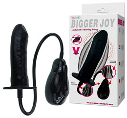 Bigger Joy - Plug Inflável em Formato de Pênis com Bomba Automática e Vibração - 15,5 x 4 cm