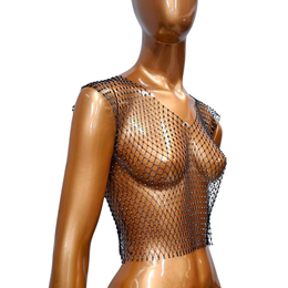 Blusa Regata de Tela com Detalhes em Strass - Exclusiva | Tamanho Único