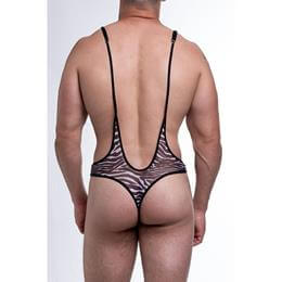 Body em Tule Transparente com Estampa de Zebra e Suspensório - Steves Designer SD Clothing | Tamanho Único