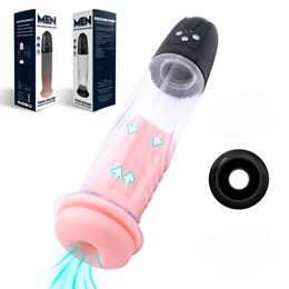 Bomba Peniana Elétrica Recarregável com Vagina em TPR, Anel, 4 Modos de Sucção e 4 Intensidades - Passion Pump Men