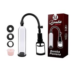 Bomba Peniana Manual com 3 Anéis e Bocal em Forma de Vagina - Pênis Pump | 17 x 4,8 cm
