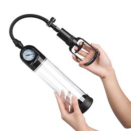 Bomba Peniana Manual com Manopla de Bombeamento Manômetro de Pressão - Penis Pump PowerUp | 20 x 2,2 cm