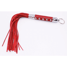 Foto 1 do produto Bondage - Chicote com Tiras em Couro Sintético com Aparência Premium - 29 cm | Cor: Vermelho
