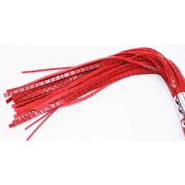 Foto 2 do produto Bondage - Chicote com Tiras em Couro Sintético com Aparência Premium - 29 cm | Cor: Vermelho