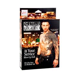 Boneco Inflável em Látex com Tatuagens e Pênis Ereto - Nick Hawk Gigolo